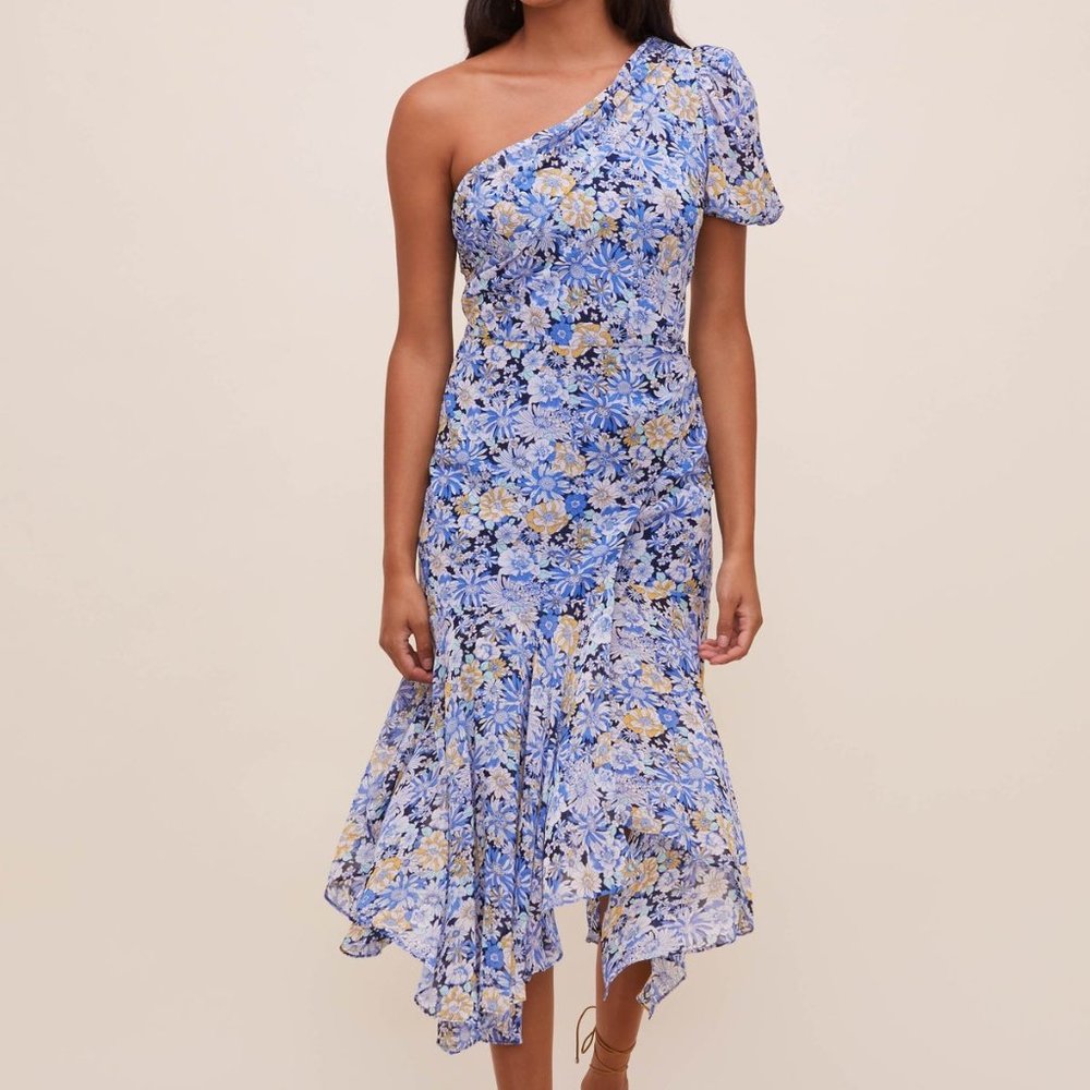 ASTR the Label Santorini Dress NAVY BLUE FLORAL PRINT - Size XS